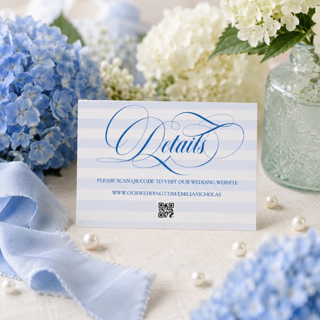 Blue Striped Simple Wedding Enclosure Card (Creator Uploaded)
