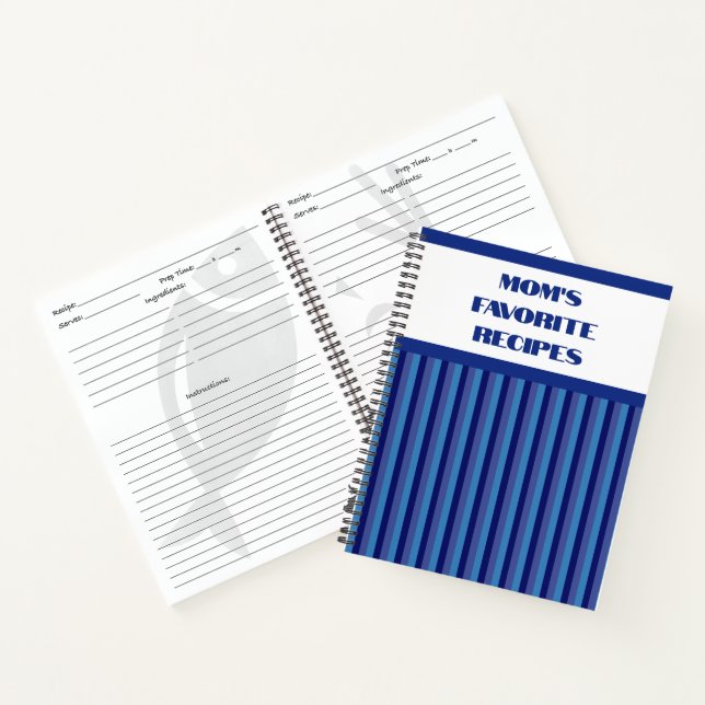 Blue Striped Spiral Recipe Notebook (Inside)