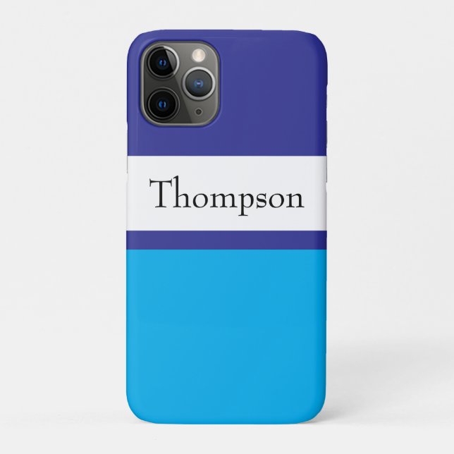 Blue Striped Surname Name Custom  Case-Mate iPhone Case (Back)