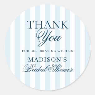 Blue Striped Thank You  Classic Round Sticker