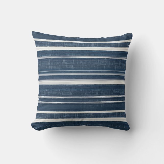 Blue Striped Throw Pillow (Front)