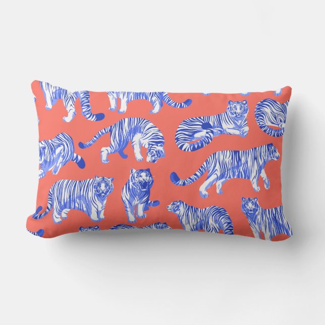 Blue-striped tigers lumbar cushion (Front)