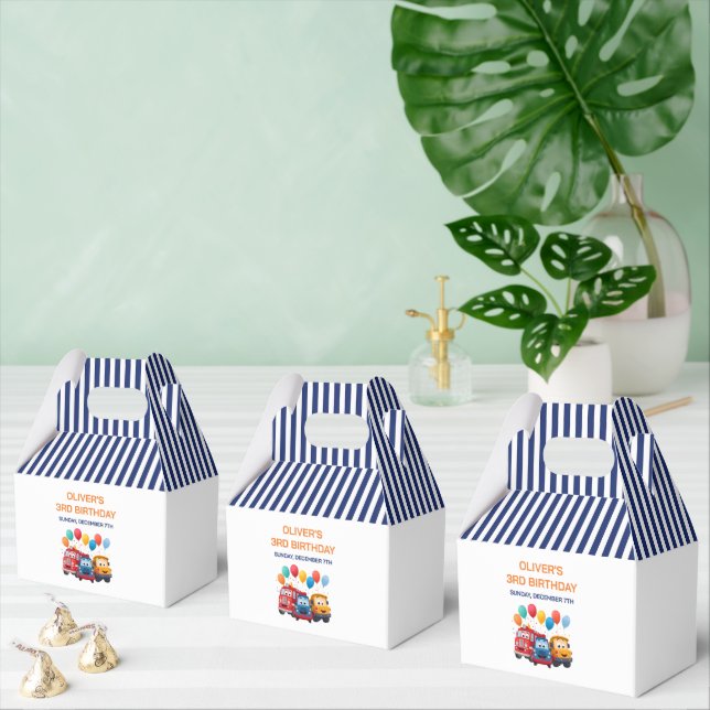 Blue Striped Truck Birthday Theme Favour Box (Multiple)