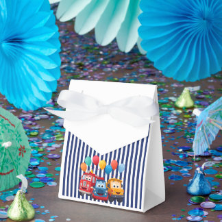 Blue Striped Truck Birthday Theme Favour Box