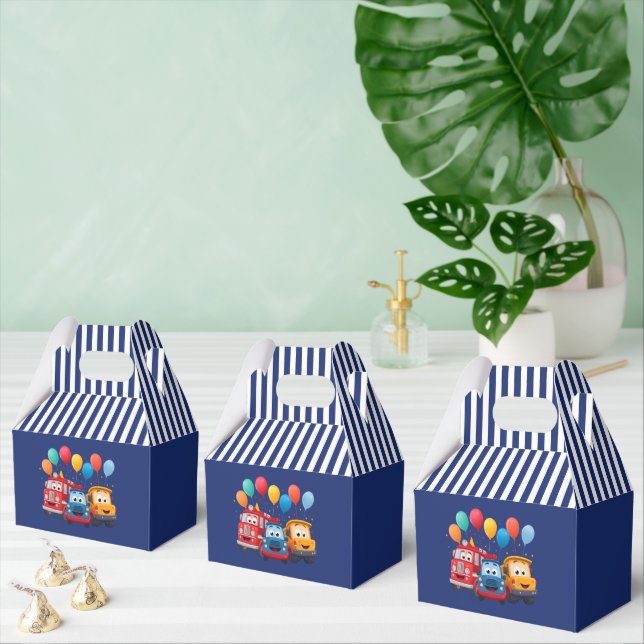 Blue Striped Truck Birthday Theme Favour Box (Multiple)