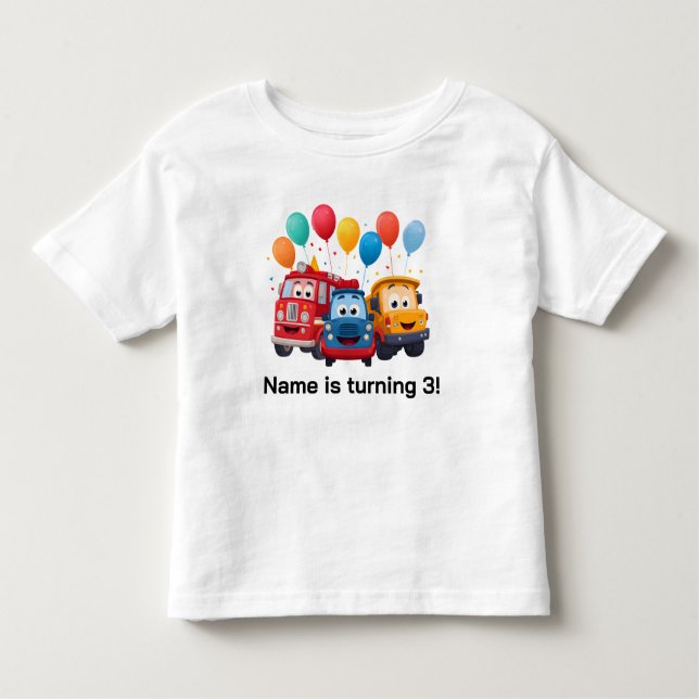Blue Striped Truck Birthday Theme Toddler T-Shirt (Front)