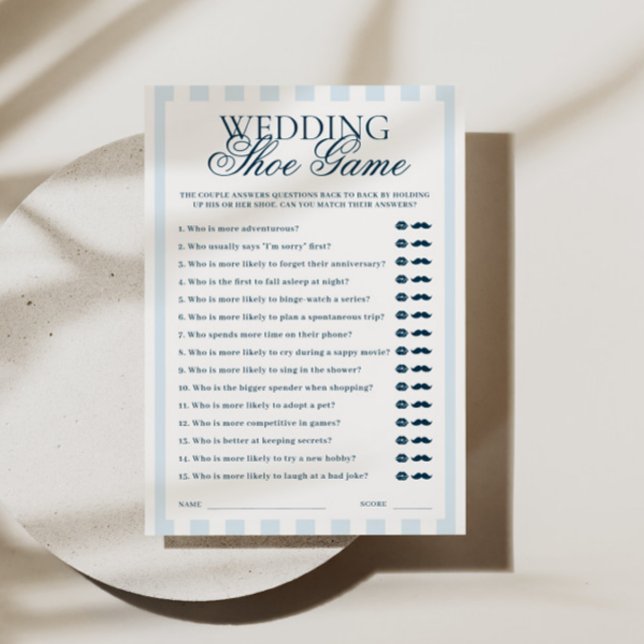 Blue Striped Wedding Shoe Game Card (Creator Uploaded)