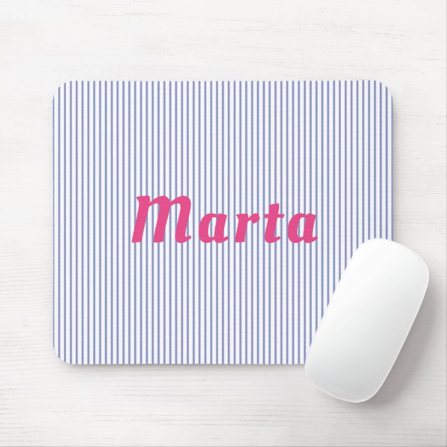 blue striped with pink name mousepad (With Mouse)