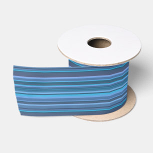 Blue Stripes 3" Wide Satin Ribbon, 2 Yard Spool Ribbon