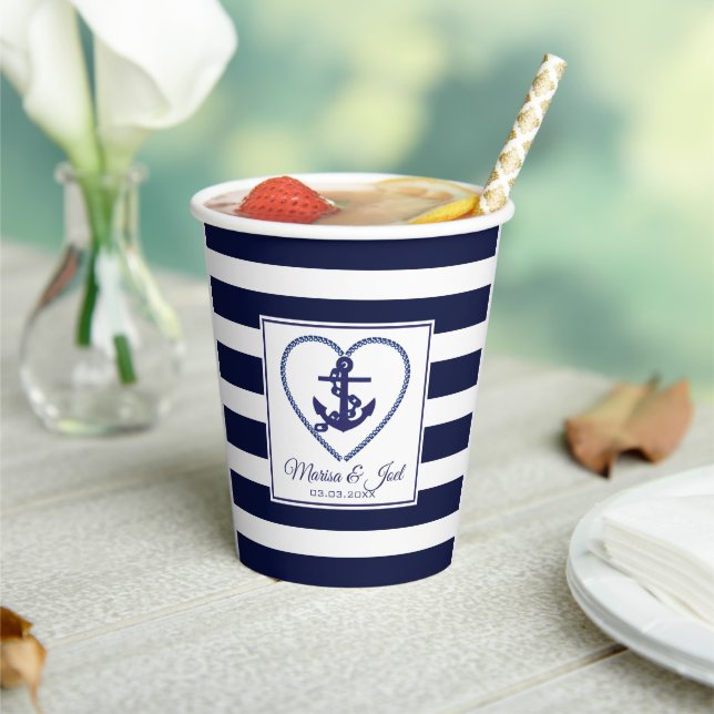 Blue Stripes And Anchor Paper Cup (Insitu)