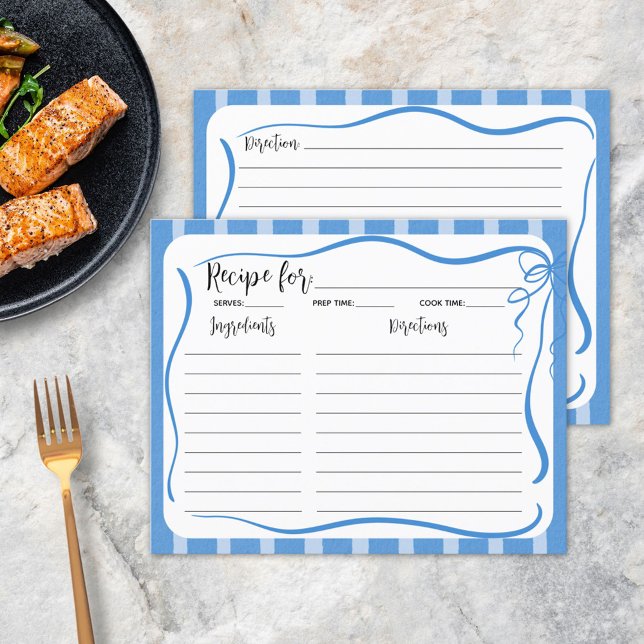 Blue Stripes and Lemons Recipe Card (In situ)