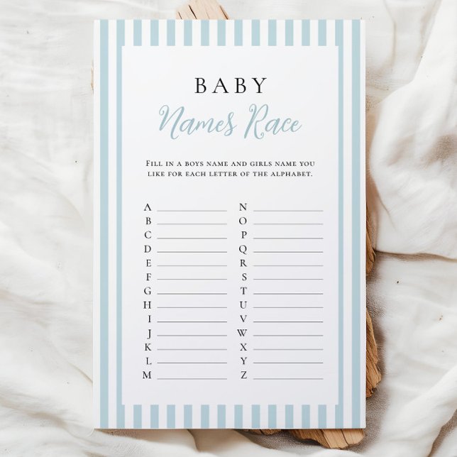 Blue Stripes Baby Shower Baby Name Race (Creator Uploaded)