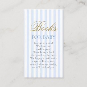Blue Stripes Baby Shower Boy Books for Baby Enclosure Card