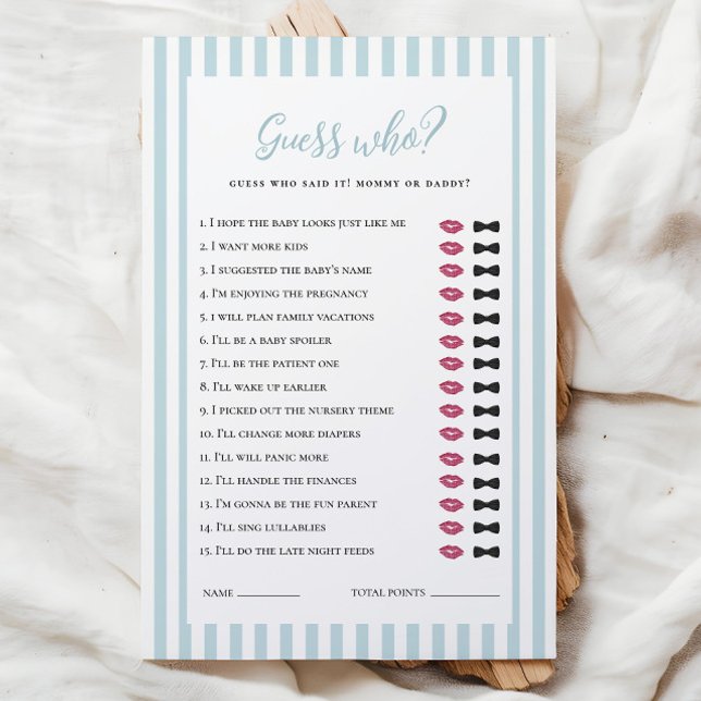 Blue Stripes Baby Shower Guess Who Game (Creator Uploaded)
