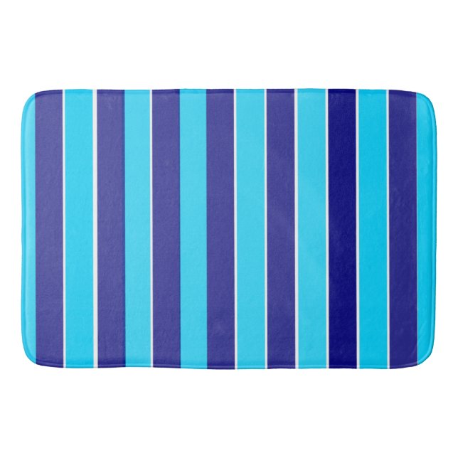 Blue Stripes  Bath Mat (Front)