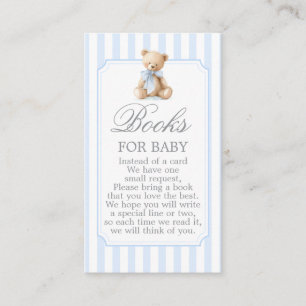 Blue Stripes Bear Baby Shower Boy Books for Baby Enclosure Card