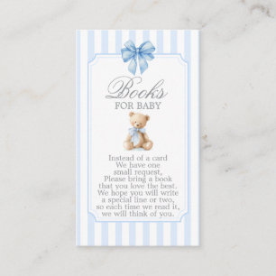 Blue Stripes Bear Baby Shower Boy Books for Baby Enclosure Card
