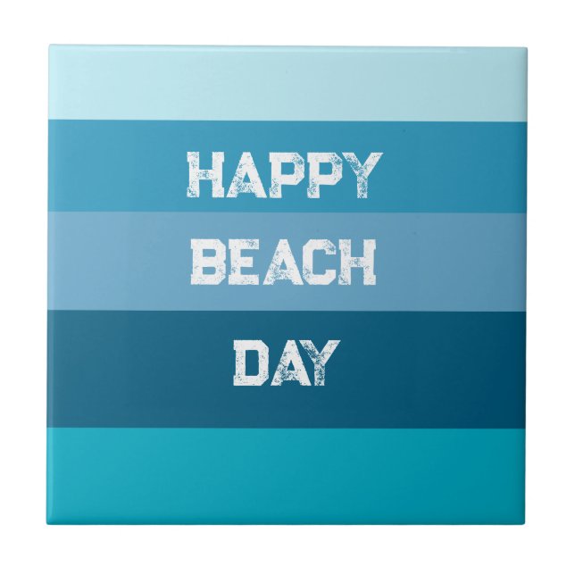 Blue Stripes Birthday Template Ceramic Tile (Front)