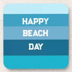 Blue Stripes Birthday Template Coaster