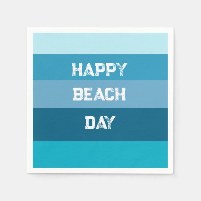 Blue Stripes Birthday Template Napkin (Front)