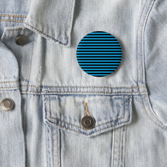Blue Stripes, Black Stripes, Striped Pattern 6 Cm Round Badge (In Situ)