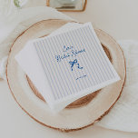 Blue Stripes Bow Bridal Shower Napkin<br><div class="desc">Quirky and whimsical bridal shower napkins featuring a beautiful hand-drawn bow in a fun and playful style with a soft blue vertically striped background. The casual,  handwritten font perfectly captures the excitement and joy of the occasion.</div>