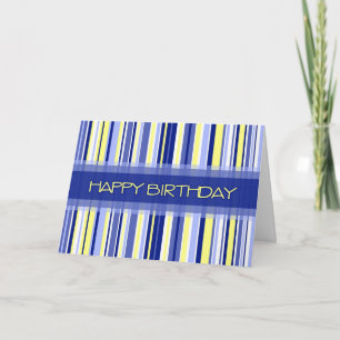 Blue Stripes Business From Group Birthday Card