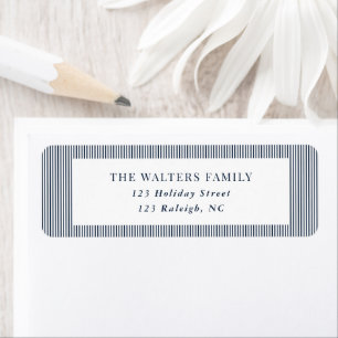 Blue Stripes Christmas Pattern  Return Address Label