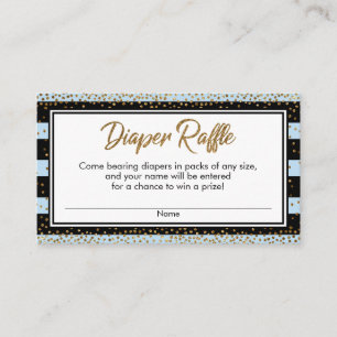 Blue Stripes & Confetti Diaper Raffle Ticket Cards