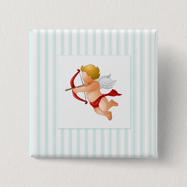 Blue Stripes - Cupid with Arrow 15 Cm Square Badge (Front)