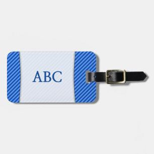Blue Stripes + Custom 3 Letter Initials Luggage Tag