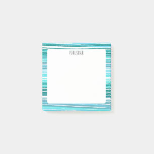 Blue Stripes CUSTOM Chic Monogram Personalised Post-it Notes