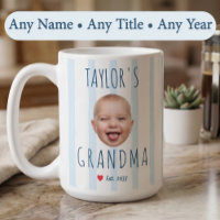 Blue Stripes Custom Photo & Name Baby Face Grandma