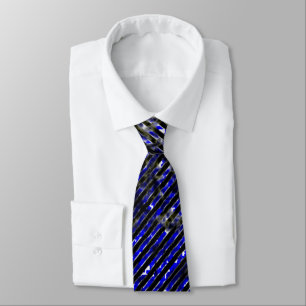 Blue stripes damaged in their colours and shapes tie
