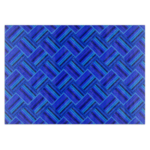 Blue stripes diagonal weave pattern cutting board