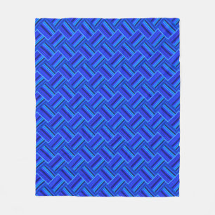 Blue stripes diagonal weave pattern fleece blanket