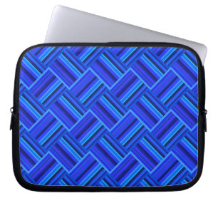 Blue stripes diagonal weave pattern laptop sleeve