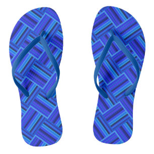 Blue stripes diagonal weave pattern thongs