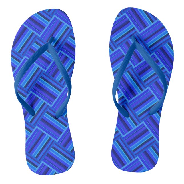 Blue stripes diagonal weave pattern thongs (Footbed)