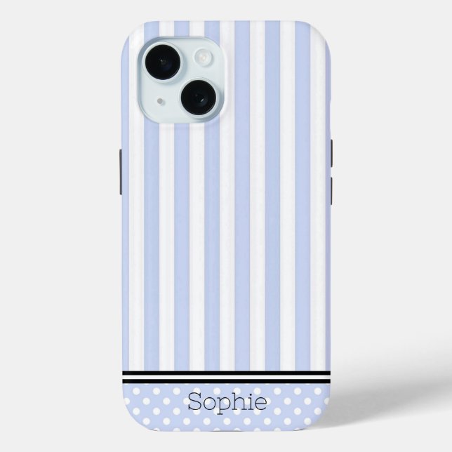 Blue Stripes & Dots Custom Samsung Case-Mate iPhone Case (Back)