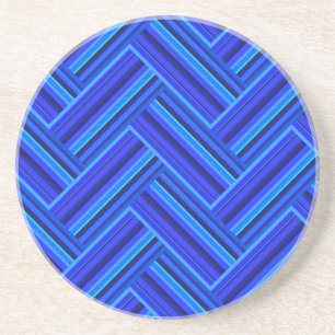 Blue stripes double weave pattern coaster