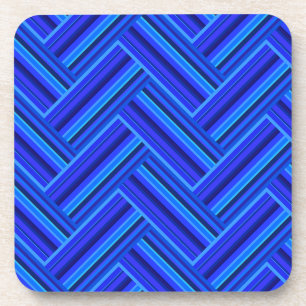 Blue stripes double weave pattern coaster