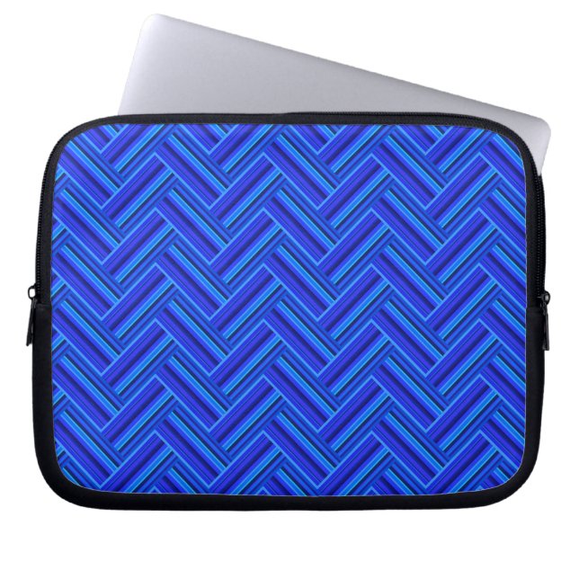 blue stripes double weave pattern laptop sleeve (Front)
