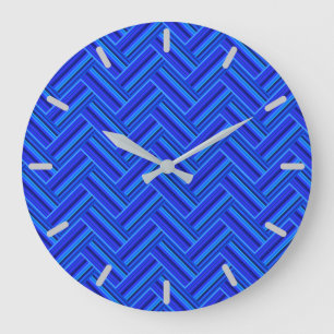 Blue stripes double weave pattern large clock