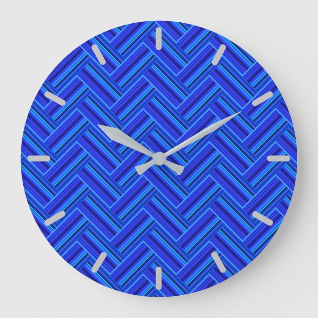 Blue stripes double weave pattern large clock (Front)