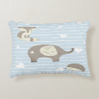 Blue Stripes Elephant Fox Hedgehog Baby Blanket