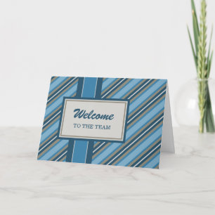 Blue Stripes Employee Welcome Card