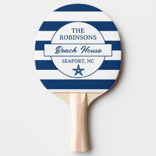 Blue Stripes Family Beach House Ping Pong Paddle