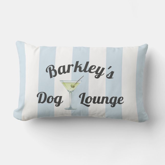 Blue Stripes Funny Personalised Dog Lounge Lumbar Cushion (Front)
