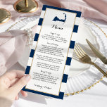 Blue Stripes Gold Chatham Cape Cod Wedding Menu<br><div class="desc">Wedding Reception Menu Card to match your Chatham Cape Cod wedding stationery. COLORS in Navy Blue Stripes with Gold inside border. For enquiries about custom design changes by the independent designer please email paula@labellarue.com BEFORE you customise or place an order.</div>